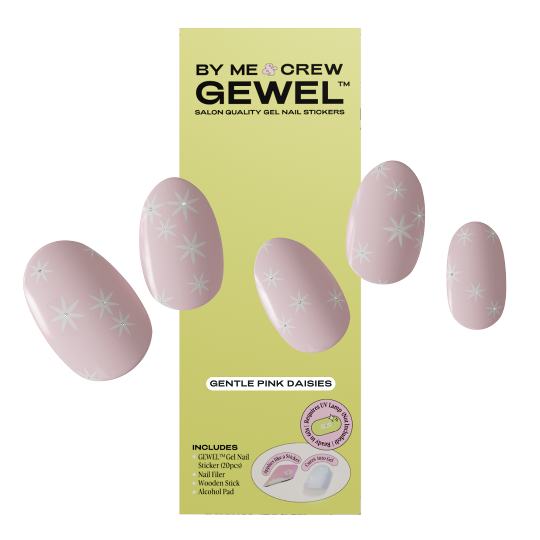 Gentle Pink Daisies Semi Cured Gel Nail Stickers