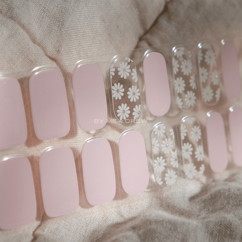 Baby Pink Florals Semi Cured Gel Nail Stickers