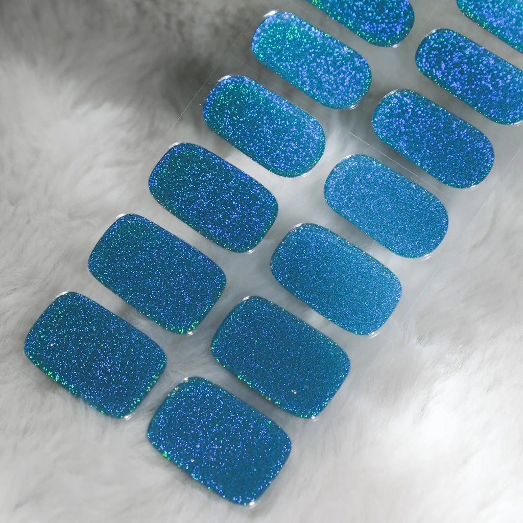 Holographic Blue/Teal Semicured DIY Gel Nail Stickers Kit